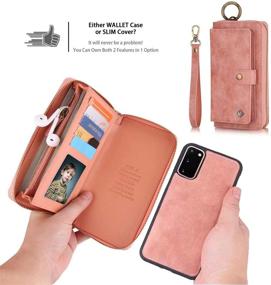 img 2 attached to 👜 AIFENGCASE Pink Leather Wallet Phone Case for Samsung Galaxy S20 FE - Clutch Zipper Pouch with Card Holder & Magnetic Detachable Back Cover