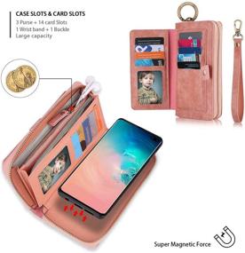 img 1 attached to 👜 AIFENGCASE Pink Leather Wallet Phone Case for Samsung Galaxy S20 FE - Clutch Zipper Pouch with Card Holder & Magnetic Detachable Back Cover