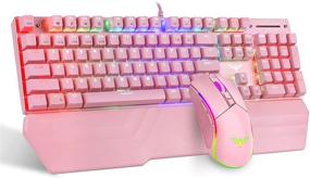 img 4 attached to Havit Mechanical Keyboard And Mouse Combo RGB Gaming 104 Keys Blue Switches Wired USB Keyboards With Detachable Wrist Rest