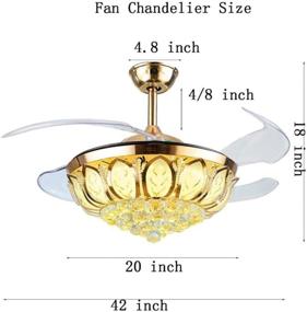 img 2 attached to ✨ Modern Crystal Chandelier Ceiling Fan with Remote, Retractable Blades Ceiling Fans Lights (42''), LED 3 Colors Fan Chandelier Lights Indoor for Living Room Dining Room Hall - Gold