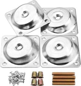 img 4 attached to 🪑 Set of 4 Furniture Leg Mounting Plates with 14 Degree Angled Brackets - T-Plate M8 Sofa Legs, Hanger Bolts, Converters, and Screws Included