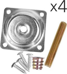 img 3 attached to 🪑 Set of 4 Furniture Leg Mounting Plates with 14 Degree Angled Brackets - T-Plate M8 Sofa Legs, Hanger Bolts, Converters, and Screws Included