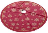 🎄 golden snowflakes red background merry christmas tree skirt - double layers thick xmas tree mat - holiday party decorations - 36 inch логотип