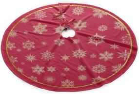 img 4 attached to 🎄 Golden Snowflakes Red Background Merry Christmas Tree Skirt - Double Layers Thick Xmas Tree Mat - Holiday Party Decorations - 36 inch