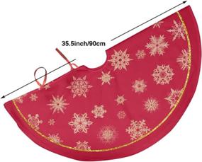 img 3 attached to 🎄 Golden Snowflakes Red Background Merry Christmas Tree Skirt - Double Layers Thick Xmas Tree Mat - Holiday Party Decorations - 36 inch