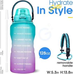 img 3 attached to 💧 Giotto Large 1 Gallon Motivational Water Bottle with Paracord Handle &amp; Removable Straw - Leakproof Tritan BPA Free Fitness Sports Water Jug with Time Marker, Encouraging Sufficient Daily Water Intake