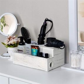 img 2 attached to 🧼 J JACKCUBE DESIGN Wooden Hair Dryer Holder Organizer and Storage Tray for Vanity, Bathroom Countertop - MK680A: Hair Styling Product Care and Bath Supplies Accessories