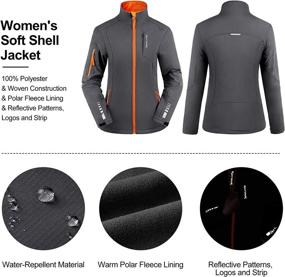 img 3 attached to 🧥 KUTOOK Women's Softshell Jacket: Thermal Fleece Lined, Windproof & Reflective - Perfect for Hiking, Running & Outdoor Activities