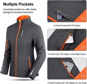 img 1 attached to 🧥 KUTOOK Women's Softshell Jacket: Thermal Fleece Lined, Windproof & Reflective - Perfect for Hiking, Running & Outdoor Activities