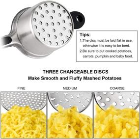 img 2 attached to 🥔 HHYN Stainless Steel Potato Ricer and Masher - Heavy Duty Large Capacity Presser with 3 Interchangeable Discs. Perfect for Creamy Mashed Potatoes, Fruits, Vegetables, and Baby Food.