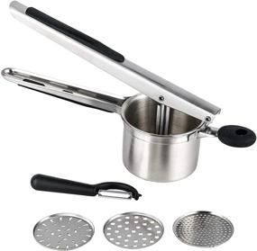 img 4 attached to 🥔 HHYN Stainless Steel Potato Ricer and Masher - Heavy Duty Large Capacity Presser with 3 Interchangeable Discs. Perfect for Creamy Mashed Potatoes, Fruits, Vegetables, and Baby Food.