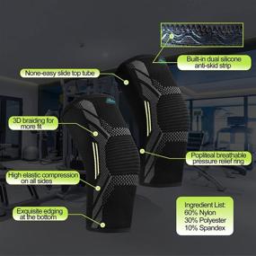 img 2 attached to JLebow 2 Pack Knee Braces Sleeves for Knee Pain Relief - Compression Knee Brace for Active Individuals: Ideal for Working Out, Running, Gym, Fitness, Weightlifting 丨 High Stretch Knee Pads for Meniscus Tear, ACL, Arthritis, Joint Pain