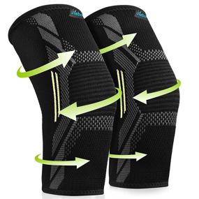 img 4 attached to JLebow 2 Pack Knee Braces Sleeves for Knee Pain Relief - Compression Knee Brace for Active Individuals: Ideal for Working Out, Running, Gym, Fitness, Weightlifting 丨 High Stretch Knee Pads for Meniscus Tear, ACL, Arthritis, Joint Pain