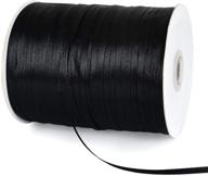 🎀 black thin solid satin ribbon spool - 1/8 inch x 870 yards - double face woven polyester fabric ribbons for crafts, hanging tags, invitation cards, balloons, bouquets, hair, gift wrapping, party decorations logo