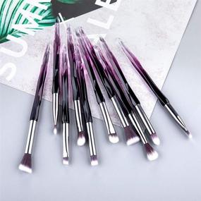 img 2 attached to 💜 10-Piece Purple Makeup Eye Brush Set by Tidengred - Latest Diamond Handle Design for Eyeshadow, Eyeliner, Blending, Crease Makeup Brushes - Professional Cosmetics Tools for Eyebrow, Lip Make Up