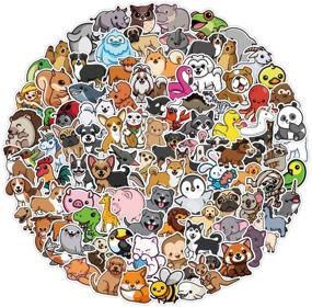 img 4 attached to 🐾 HUAYWX Cute Animal Stickers: 100pcs Vinyl Waterproof Stickers for Laptop, Bumper, Skateboard, Water Bottles, Computer, Phone - Ideal for Kids and Teens