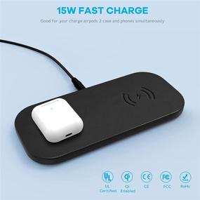 img 3 attached to ZealSound Wireless Charging Pad: 15W Max Fast Charger for Qi-Enabled Phones and AirPods Pro, Dual Chargers Station with DC Adapter and Ultra Slim PU Leather Mat (Black)