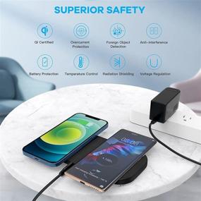 img 2 attached to ZealSound Wireless Charging Pad: 15W Max Fast Charger for Qi-Enabled Phones and AirPods Pro, Dual Chargers Station with DC Adapter and Ultra Slim PU Leather Mat (Black)