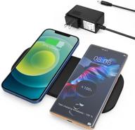 zealsound wireless charging pad: 15w max fast charger for qi-enabled phones and airpods pro, dual chargers station with dc adapter and ultra slim pu leather mat (black) logo