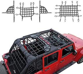 img 2 attached to RT-TCZ Сетчатое ограничение верхней крыши: Тяжелый грузовой сетчатый чехол для Jeep Wrangler JL и JLU - Окончательная защита для багажного отделения и аксессуаров на крыше (4 шт)