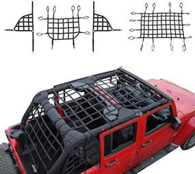 img 4 attached to RT-TCZ Сетчатое ограничение верхней крыши: Тяжелый грузовой сетчатый чехол для Jeep Wrangler JL и JLU - Окончательная защита для багажного отделения и аксессуаров на крыше (4 шт)