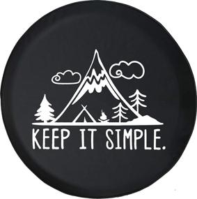 img 1 attached to 🏔️ Оставайтесь простым и стильным с 556 Gear Mountains Clouds and Trees Reserved Tire Cover | Аксессуар для внедорожника, кемпера и автодома | Черный, 32 дюйма