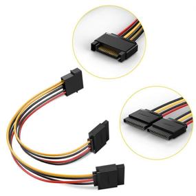 img 2 attached to 🔌 15 Pin SATA Power Y Splitter Cable - Dayree 3pcs 8 Inch 15-Pin SATA Male to 2X 15-PIN Female Power Extension Cable Adapter for HDD Hard Drive