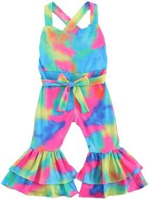 img 4 attached to Adorable Toddler Girl Jumpsuit Romper: Colorful Halter Bell Bottom Pants Playsuit