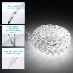 img 3 attached to 🔆 33ft 300 LED Rope Light - Connectable to 80m Flexible Transparent Waterproof Strip - Indoor/Outdoor Decorative Lighting for Bedroom, Garden, Terrace, Party (Daylight White)