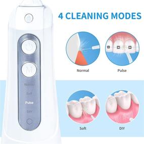 img 2 attached to 🦷 360ML Cordless Dental Oral Irrigator - Professional Water Flosser with 4 Modes for Teeth Cleaning, Rechargeable & IPX7 Waterproof, Expandable Water Tank - Ideal for Home and Travel