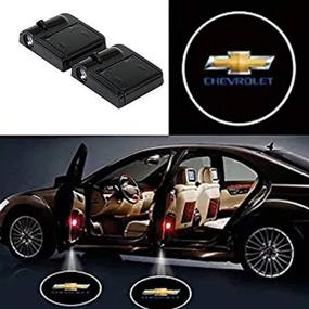 img 4 attached to 🚗 Soondar 2pcs Universal Wireless Car Projection LED Projector Door Shadow Light Welcome Light Laser Emblem Logo Lamps Kit (Chevy) - Drill-Free Installation!