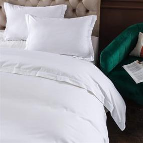 img 3 attached to 🛏️ Premium SNOWMAN Duvet Cover King Size Set – 1200TC Egyptian Cotton Bedding, Ultra Soft & Breathable – Includes 2 Pillowcases (White, 106x90In)