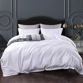 img 4 attached to 🛏️ Premium SNOWMAN Duvet Cover King Size Set – 1200TC Egyptian Cotton Bedding, Ultra Soft & Breathable – Includes 2 Pillowcases (White, 106x90In)