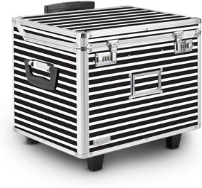 img 2 attached to 🔒 Secure and Stylish Vaultz VZ00685 Rolling File Storage Chest with Lock, Letter/Legal Size, Black/White Stripes – Convenient Mobile Wheelie Case