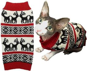 img 4 attached to 🎅 Classic Red Dog Reindeer Holiday Pet Sweater for Dogs, Puppies, and Kittens/Cats
