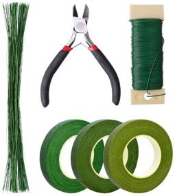 img 4 attached to 🌸 Floral Arrangement Kit, Floral Tapes & Wraps, Floral Wire Cutter, Green Floral Tape 22 Gauge, Floral Stem Wire 26 Gauge, Green Floral Wire for Bouquet Stem Wrap, Florist Wreath Making Supplies - Pengxiaomei