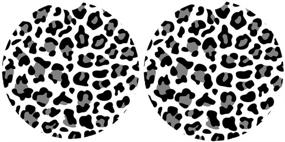 img 4 attached to 🐆 Leopard Print Car Coasters - Pack of 2, Grey Ceramic Absorbent Drink Cup Holder Coasters with Easy Removal Finger Notch