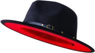 🎩 stylish wide brim fedora hats: two-tone dress hat for women and men - dual audlt sizes! logo