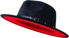 img 4 attached to 🎩 Stylish Wide Brim Fedora Hats: Two-Tone Dress Hat for Women and Men - Dual Audlt Sizes!