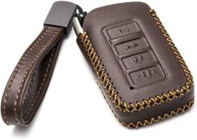 img 3 attached to 🔑 Vitodeco Genuine Leather Smart Key Fob Case Cover Protector for Lexus UX, NX, RX, GX, LX, IS, ES, GS, LS (4-Button, Brown) - 2014-2021