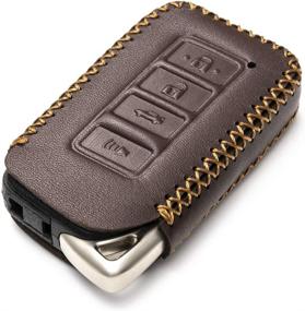 img 2 attached to 🔑 Vitodeco Genuine Leather Smart Key Fob Case Cover Protector for Lexus UX, NX, RX, GX, LX, IS, ES, GS, LS (4-Button, Brown) - 2014-2021