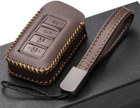 img 1 attached to 🔑 Vitodeco Genuine Leather Smart Key Fob Case Cover Protector for Lexus UX, NX, RX, GX, LX, IS, ES, GS, LS (4-Button, Brown) - 2014-2021