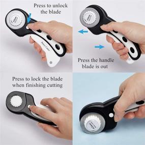 img 2 attached to 🔪 45mm Ergonomic Handle Rotary Cutter Set with 7pcs Replacement Blades, Safety Lock - Ideal for Fabric, Leather, Paper, Crafting, Sewing, Quilting - Suitable for Left & Right Hand - Black