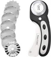 🔪 45mm ergonomic handle rotary cutter set with 7pcs replacement blades, safety lock - ideal for fabric, leather, paper, crafting, sewing, quilting - suitable for left & right hand - black logo