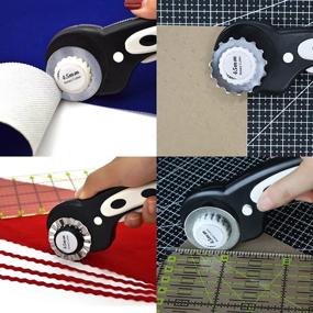 img 1 attached to 🔪 45mm Ergonomic Handle Rotary Cutter Set with 7pcs Replacement Blades, Safety Lock - Ideal for Fabric, Leather, Paper, Crafting, Sewing, Quilting - Suitable for Left & Right Hand - Black