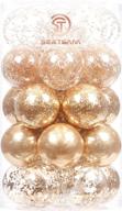 🎄 30-count shatterproof clear plastic christmas ball ornaments, 70mm/2.76" diameter, transparent, see-through crystal baubles, rose gold color, bulbs with delicate stuffed decorations for xmas tree логотип