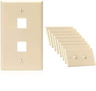 🔌 cmple 2 port keystone wall plate single-gang ivory - 10 pack: high-quality standard size keystone jack insert logo