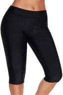 👖 calflint women's mid waist rashguard crop swim leggings unitard tankini capri pants logo