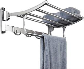 img 4 attached to 🧺 Candora 24in Wall Mounted Shelf Towel Rack with Specular Finish, Towel Holder & 8 Hooks