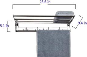 img 3 attached to 🧺 Candora 24in Wall Mounted Shelf Towel Rack with Specular Finish, Towel Holder & 8 Hooks